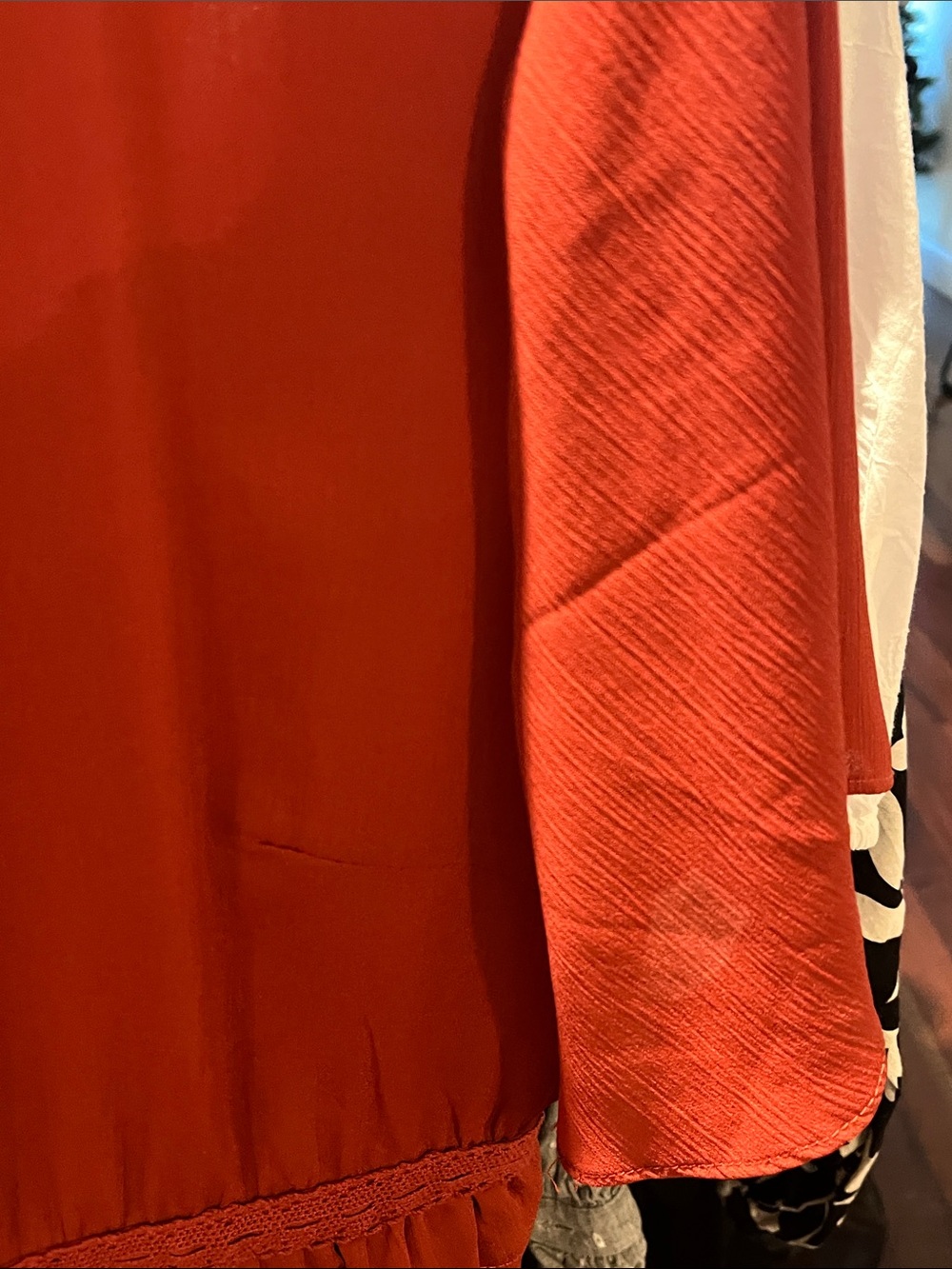 miami Deep Red V-Neck Ruffle Button Front Tunic - Picture 5 of 6